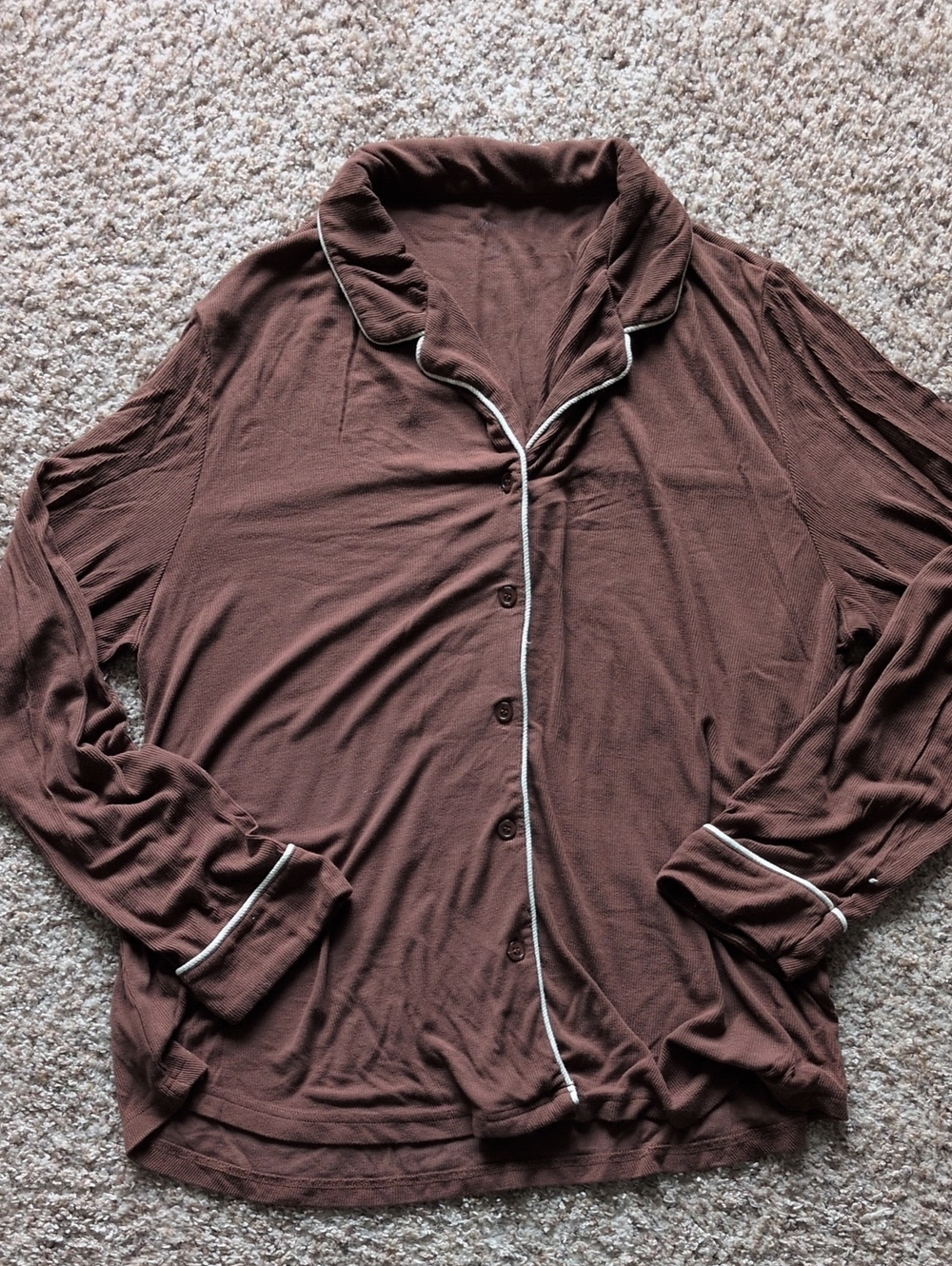 Cozy Earth Bamboo Rib Knit Pajama Top - Brown